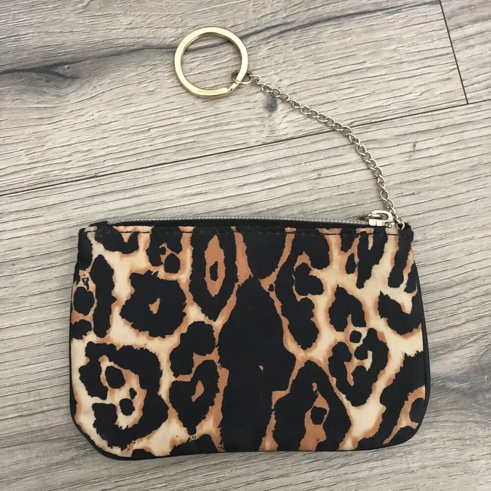 Victoria’s Secret Cheetah Leopard Animal Print Zipper Pouch Keychain Coin Purse - Picture 5 of 7
